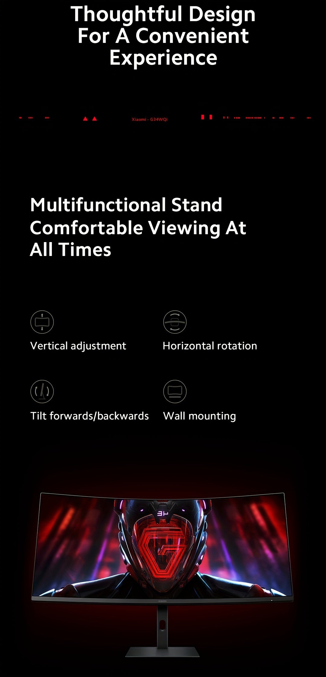 Xiaomi 34-inch Curved Gaming Monitor 180Hz High Reshed Rate 1ms Fast FreeSync Premium E<2* Professional Calibration 95%DCI-P3 100% SRGB* Low Blue Light Computer Screen Monitor Desktop Monitor