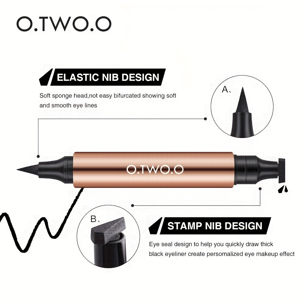 O.TWO.O Winged Eyeliner Stamp Waterproof Makeup Smudge-Proof Wing Eyeliner Black 2-in-1 Liquid Magic Cat Eye Pencil