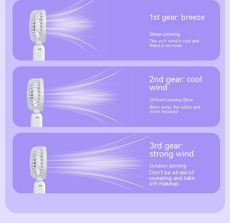 2-in-1-Handventilator, schnelles Aufladen des Netzteils, tragbarer kleiner Handventilator, leiser Desktop-Miniventilator für zu Hause