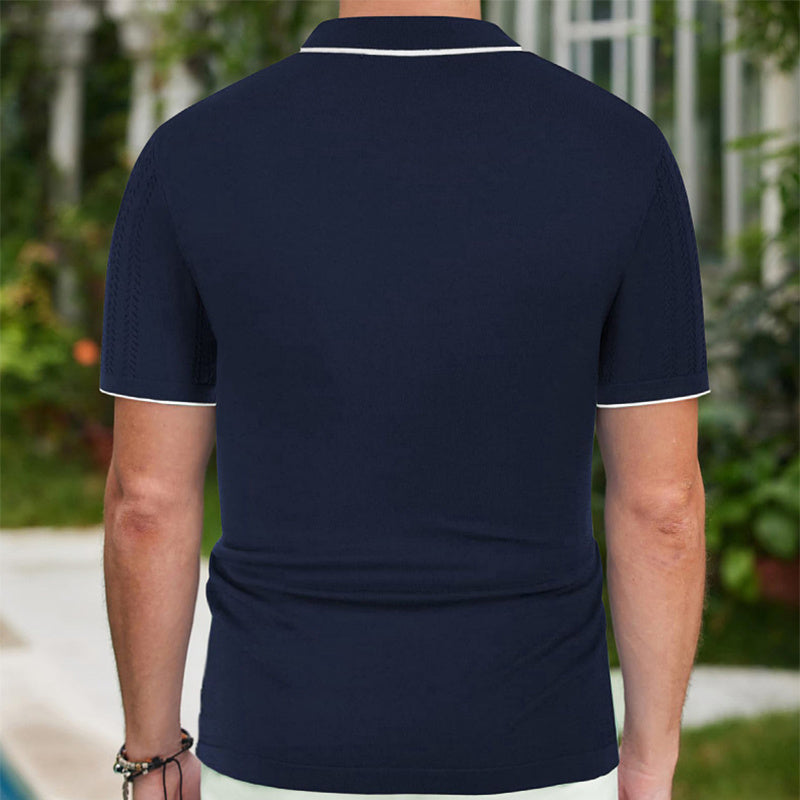 Kurzarm-Poloshirt Sommerknopf-Revers-Top Mode Herrenbekleidung