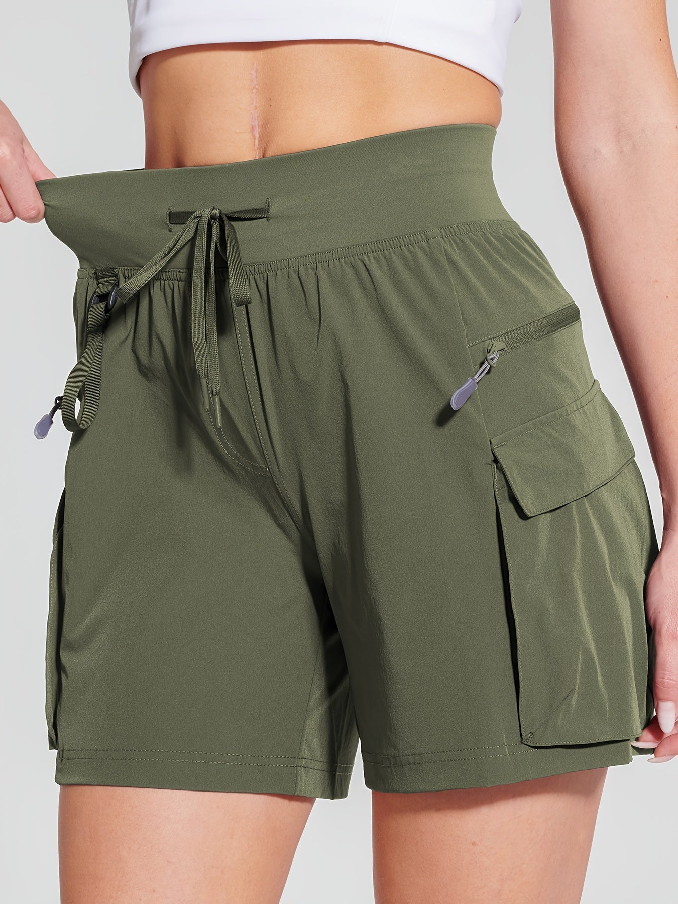 Women's 6" Hiking Cargo Shorts Quick Dry Water Resistant Lightweight with Zipper Pockets UPF 50+ for Women Golf Athletic