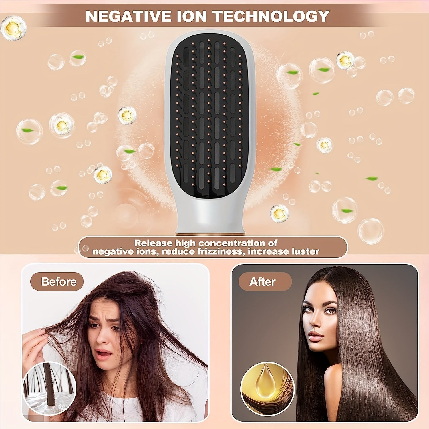 6 In 1 Hot Air Brush, Detachable Hair Dryer Brush, Powerful Hair Blow Dryer With Diffuser, Air Curler Wand