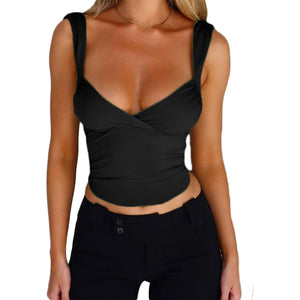 Women's Fashion Suspenders Top V-neck Backless T-shirt Vest