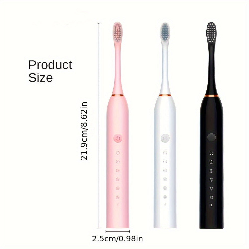 Electric Toothbrush With 6 Modes And A Smart Timer, Suitable For Both Men And Women, Rechargeable USB Electric Toothbrush, Oral Hygiene, 4/8 Replacement Heads, Sensitive Gums And Teeth Special Soft Toothbrush