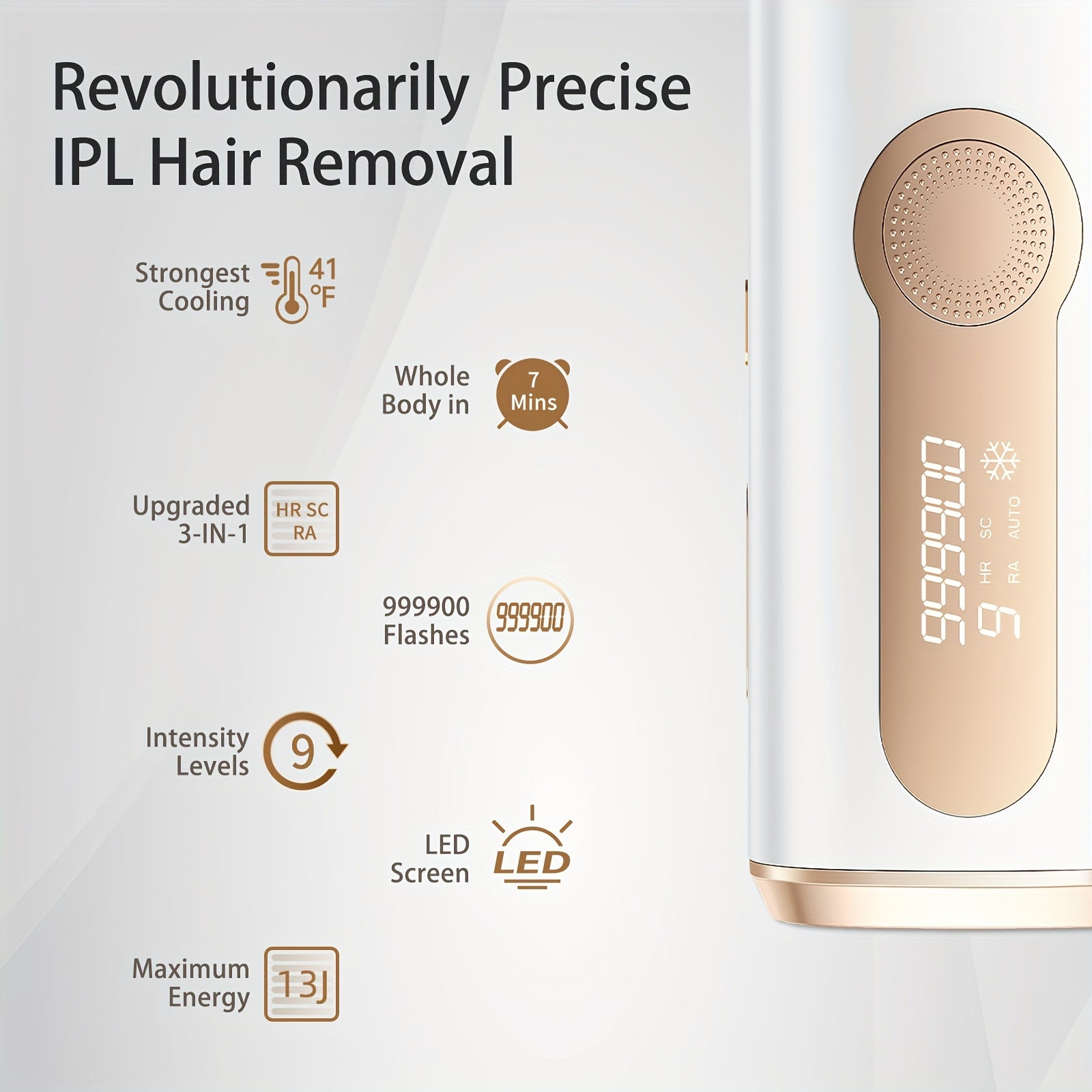 LYSMOSKI IPL Hair Removal Device, 3-in-1 At-Home Permanent IPL Pulse Light Hair Removal With Cooling