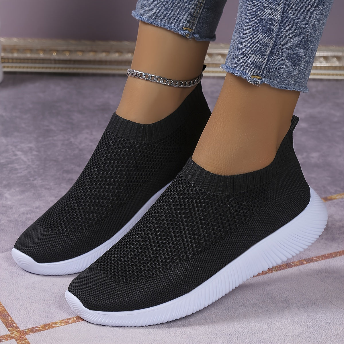 Women's Breathable Slip-On Sneakers - Lightweight, Comfortable Casual Shoes With Soft Eva Sole