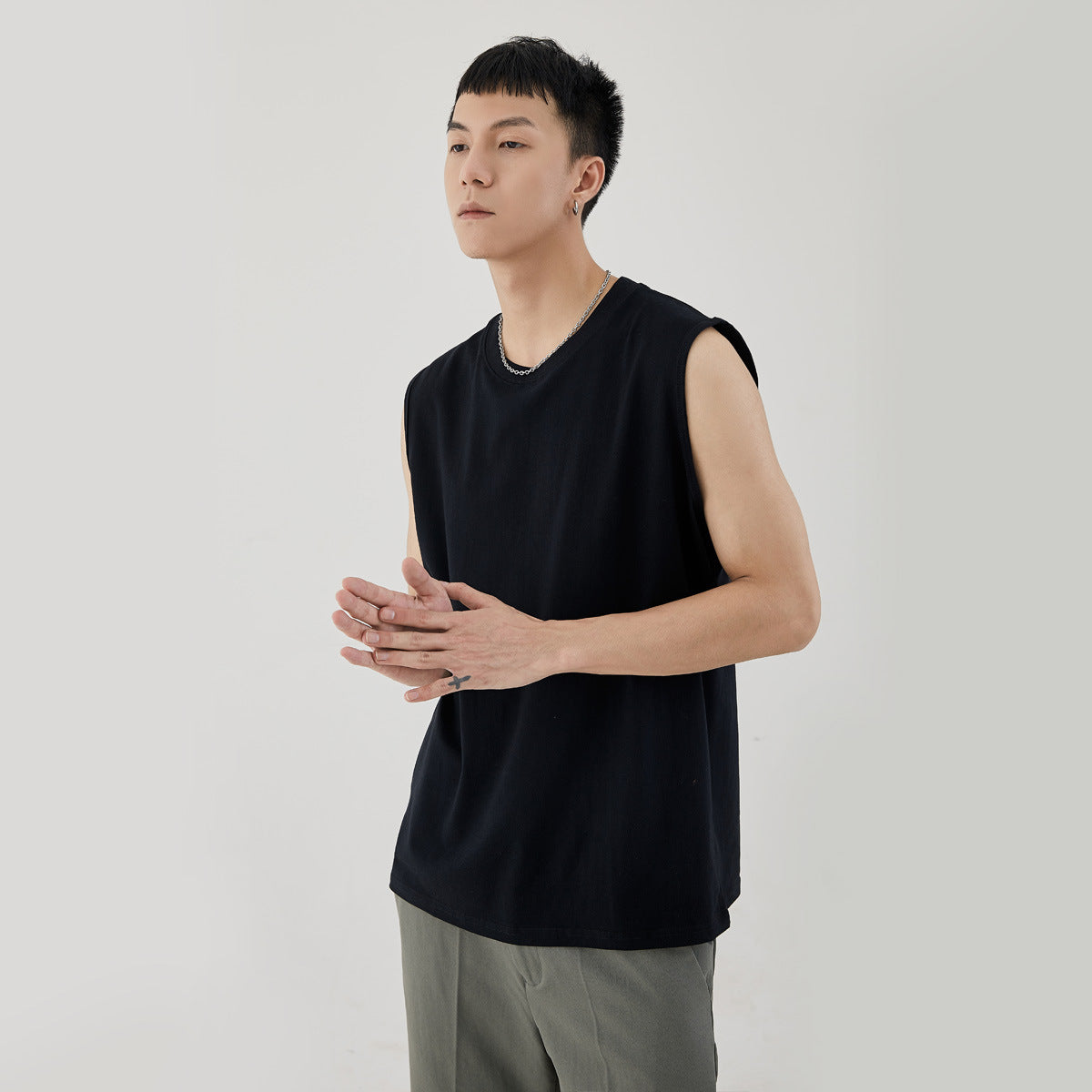 Simple Basic Sleeveless Cotton Men's Vest