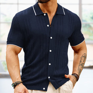 Short-sleeved Polo Shirt Summer Button Lapel Top Fashion Men's Clothing