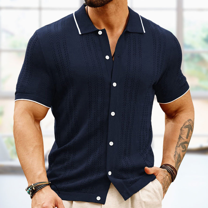 Short-sleeved Polo Shirt Summer Button Lapel Top Fashion Men's Clothing