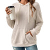 Fashion Drawstring Long-sleeved Hooded Sweatshirt With Pockets Solid Sunken Stripe Hoodie Knitwear Womens Clothing