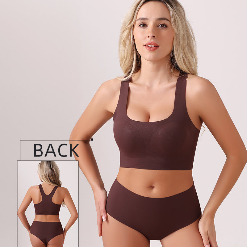 European And American Sports Seamless Wireless Bra Set