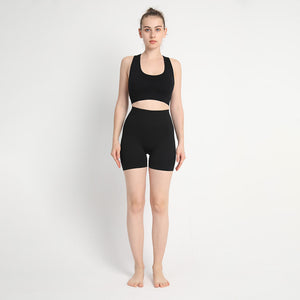 Seamless Point Sports Suit Yoga Clothes Knitted Hip-lift And Belly Shaping Shorts I-shaped Vest