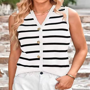 Women's Street Fashion Urban Knitted Striped Vest