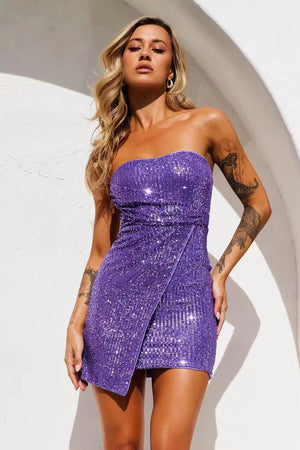 Women's Sequin Tube Top Elegant Short Slim Fit Dress