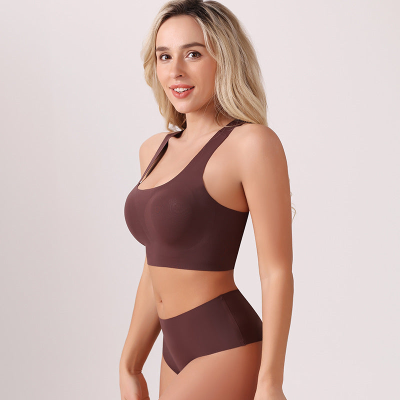 European And American Sports Seamless Wireless Bra Set