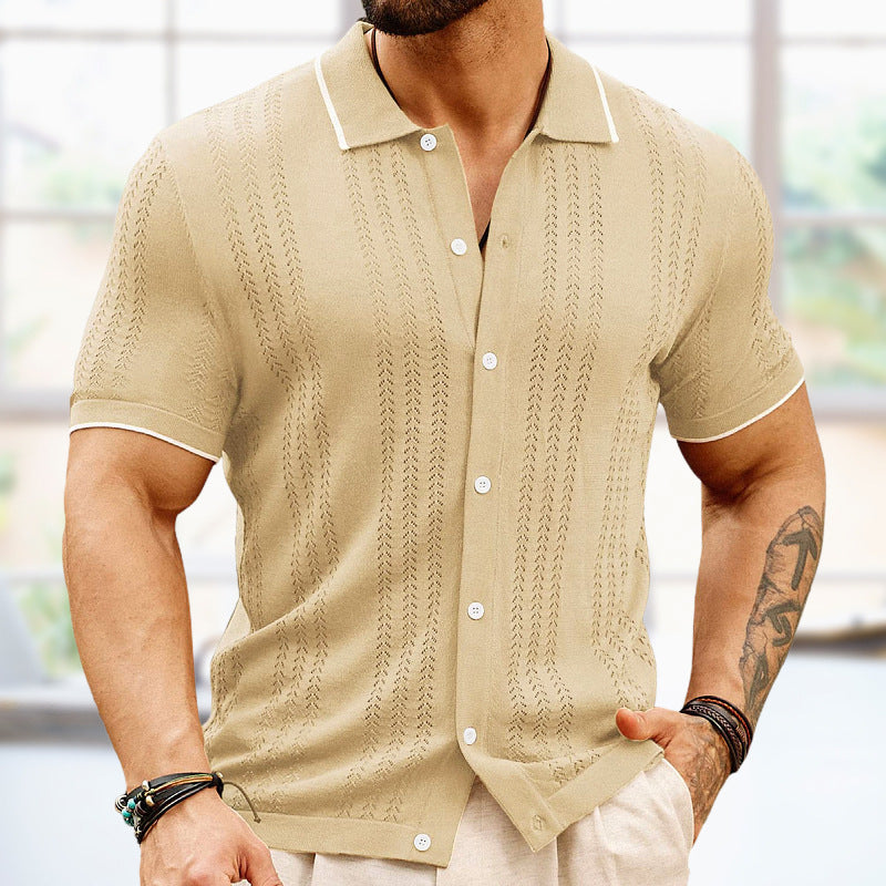 Short-sleeved Polo Shirt Summer Button Lapel Top Fashion Men's Clothing