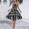 European And American Letter Printing Sloping Shoulder Dress