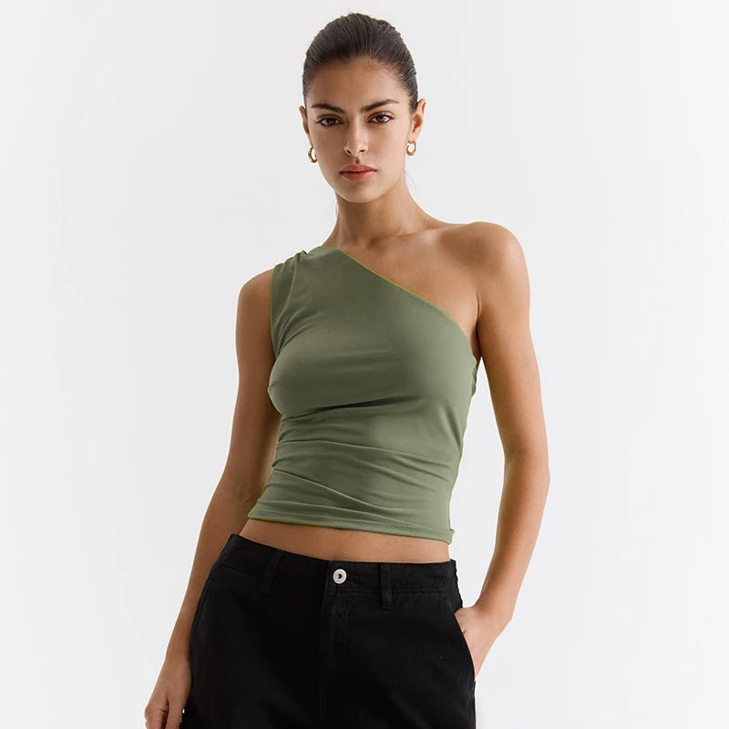 CUTENOVA Twisted Solid Color Off Shoulder Backless Crop Top Clothes