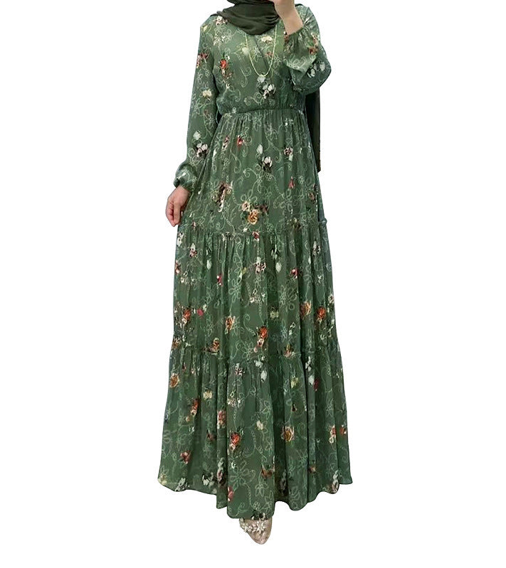 Women's New Flower Turtleneck Dress Fashion Commuter Muslim Dress