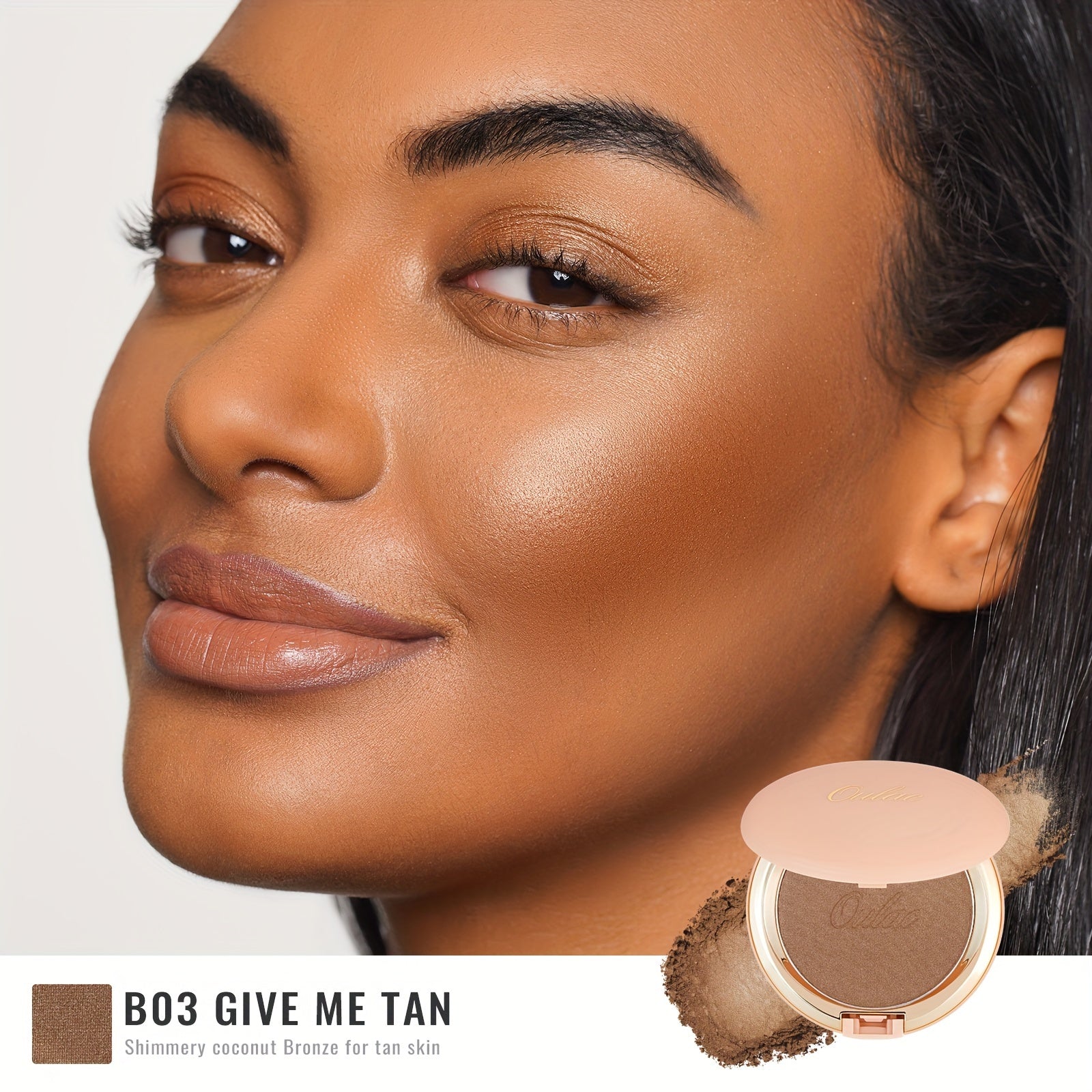 Oulac Matte Bronzer Powder Face Makeup with Mirror - Natural SunKissed Bronzer Look,