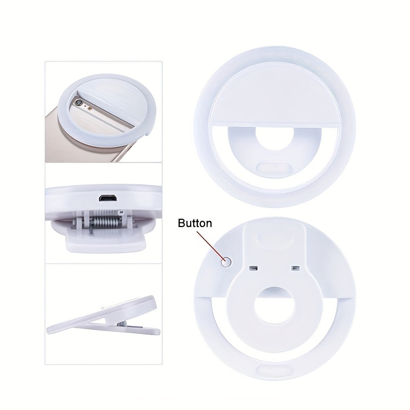 Good Quality LED Selfie Ring Light Battery Rechargeable Ring Lamp For Smart Phone Computer Makeup Warm White Light