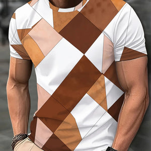 Casual Men's T-shirt Gradient Color 3D Short Sleeve Top