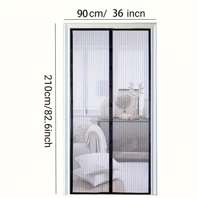 1pc Heavy-Duty Magnetic Screen Door With Full Frame Hook & Loop, Durable Polyester Mesh Curtain For Fresh Air Circulation, Easy Entry For Pets, Kid Friendly, Bug & Insect Proof, Fits Doors Up To 38x82 Inches