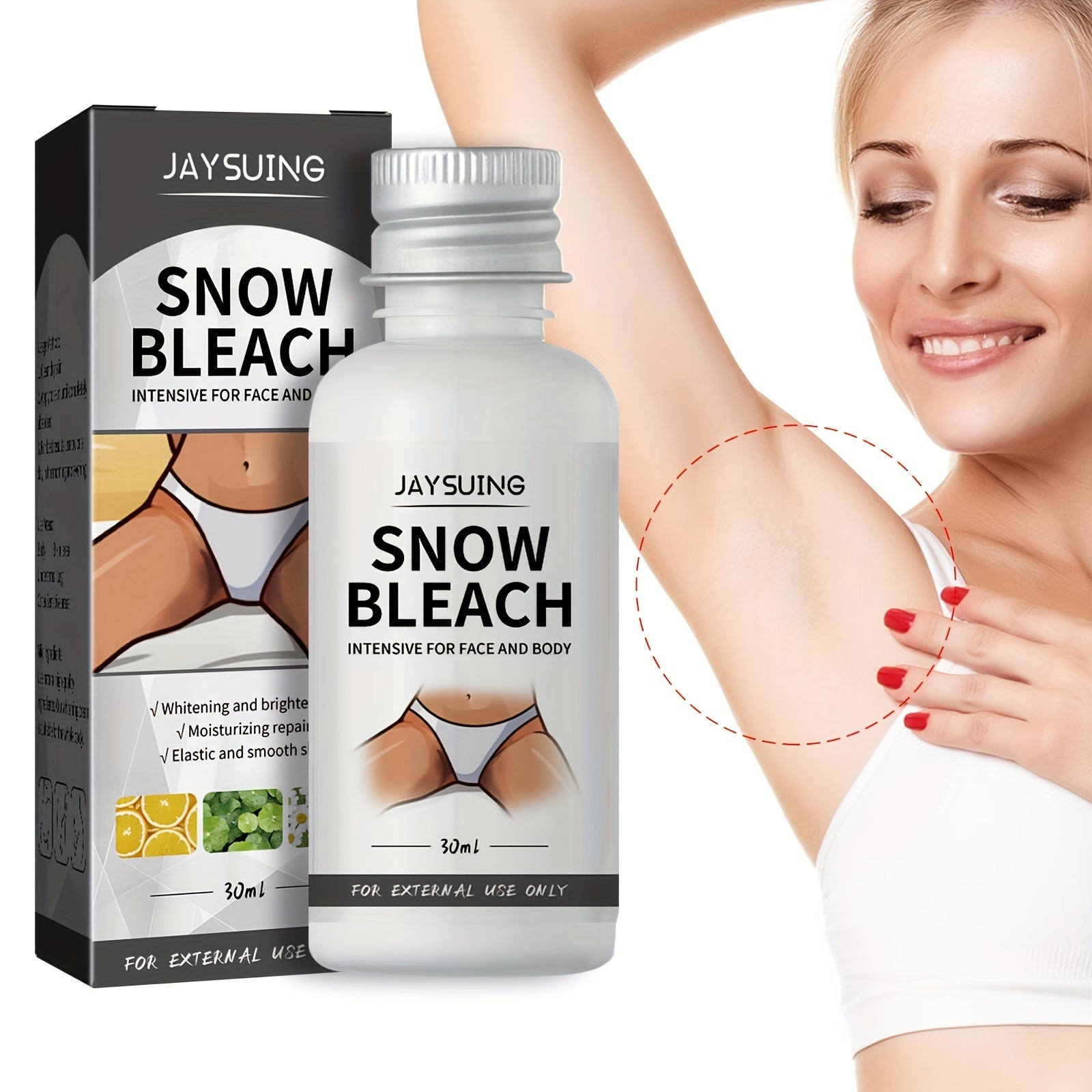 1.01oz Powerful Snow Bleach Cream For Private Part, Underarm, Face And Body Skin Bleaching - Effective Daily Skin Care For Dark Skin