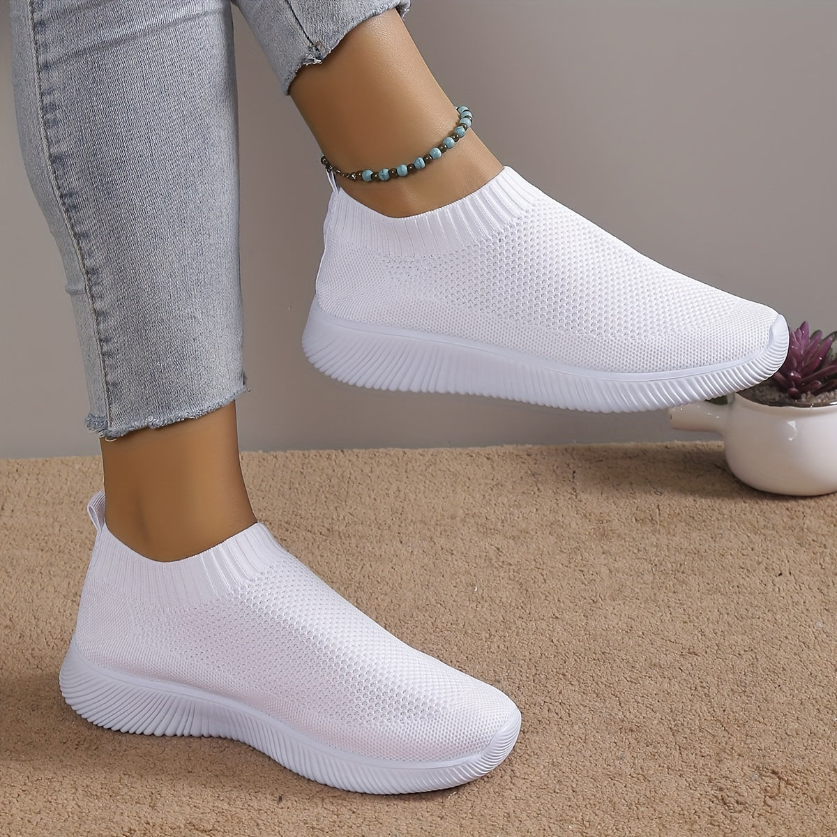 Women's Breathable Slip-On Sneakers - Lightweight, Comfortable Casual Shoes With Soft Eva Sole