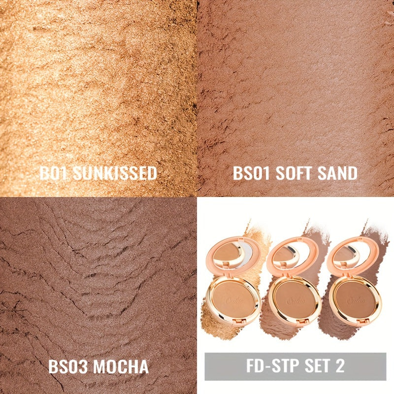 Oulac Matte Bronzer Powder Face Makeup with Mirror - Natural SunKissed Bronzer Look,