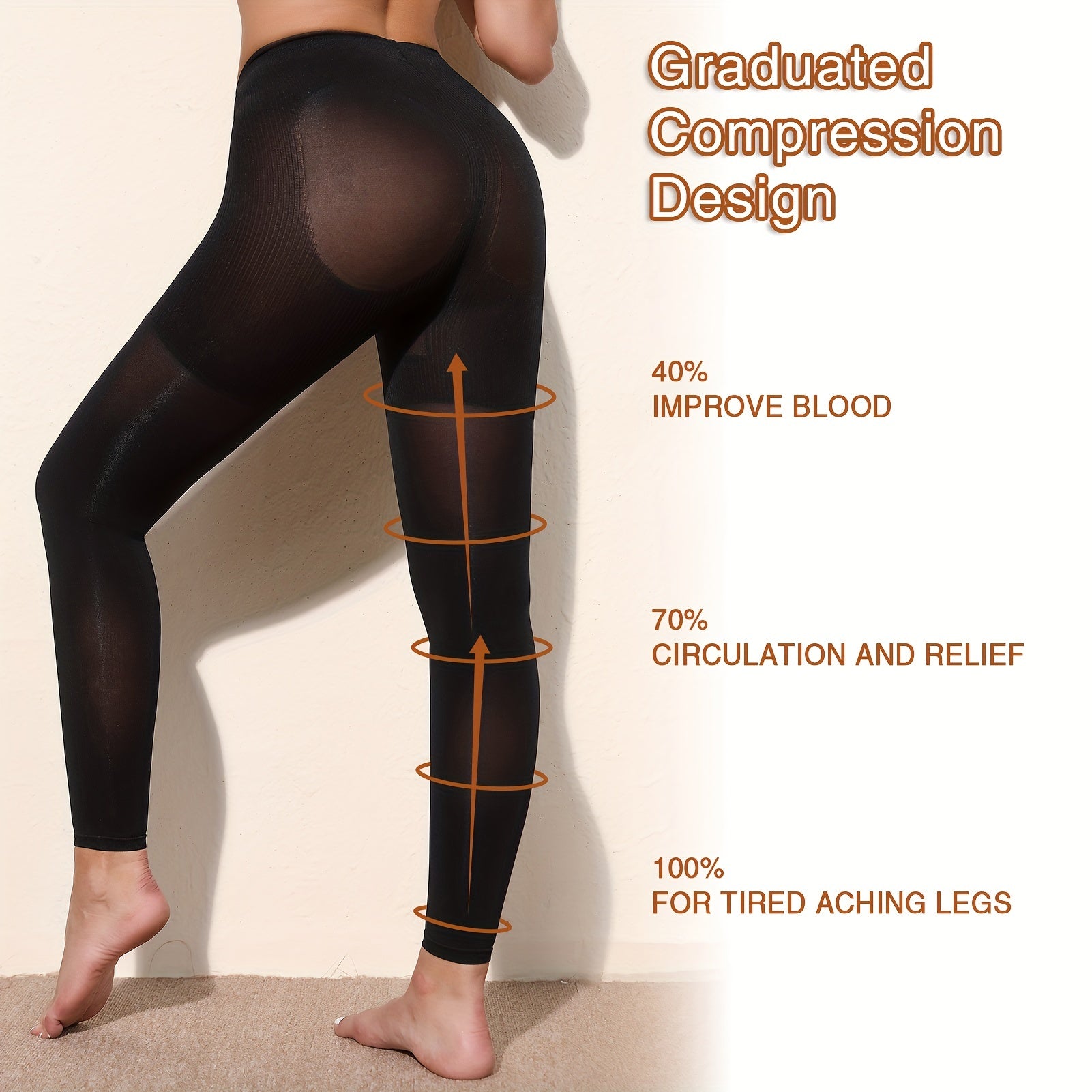 Compression Pantyhose15-20mmHg Graduated Support Tights, Medical Quality Graduated Support Hose for Diabetics, Reduced Swelling Leg & Feet