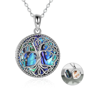 Tree of Life Locket Necklace Jewelry for Women Sterling Silver Celtic Family Tree Abalone Shell Lockets Jewelry Gifts for Mom Daughter