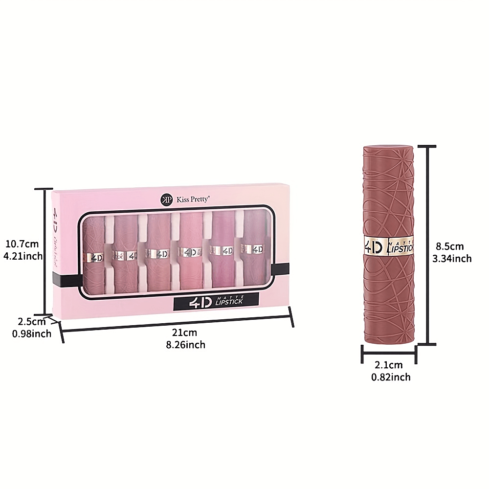 Popular Matte Lipstick Gift Set With 6 Colors Waterproof And Non-sticky Cup Nude Red Tone Daily Makeup Gifts For Women