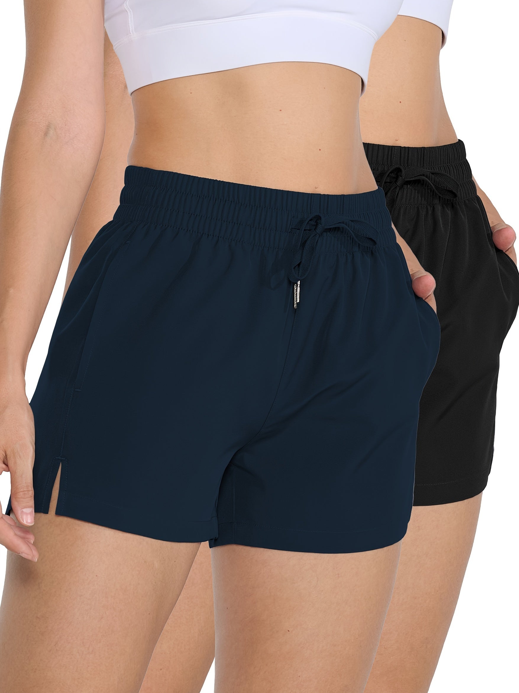 2 Pack 3" Womens Athletic Shorts Basic Running Shorts Lightweight Quick Dry Gym Workout Shorts With Pockets