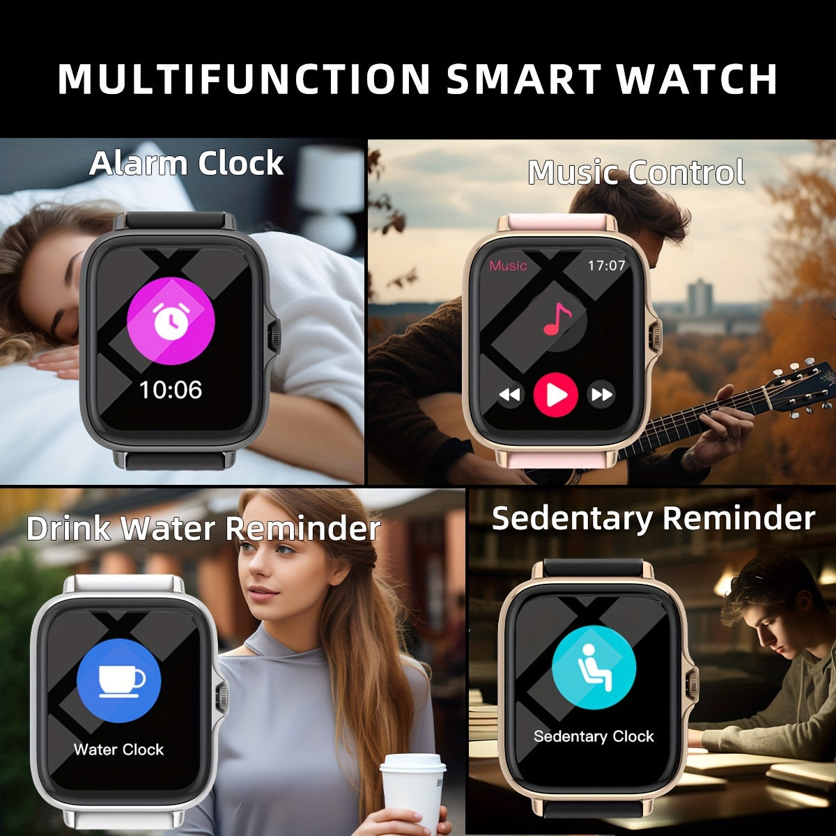 Waterproof Smart Watch, 1.83'' Full Touch Screen Display With Message, Answer Make Call Smartwatch Sleep Monitoring, Sports Pedometer