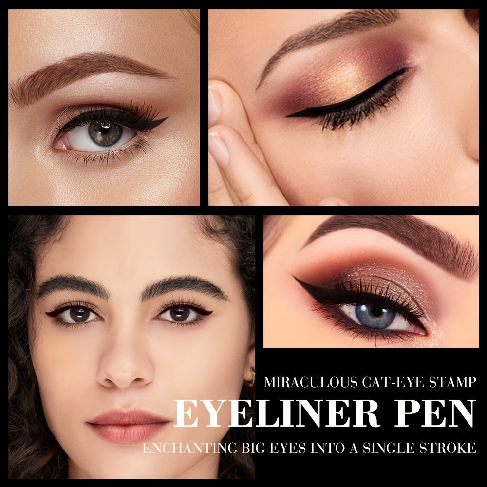 O.TWO.O Winged Eyeliner Stamp Waterproof Makeup Smudge-Proof Wing Eyeliner Black 2-in-1 Liquid Magic Cat Eye Pencil