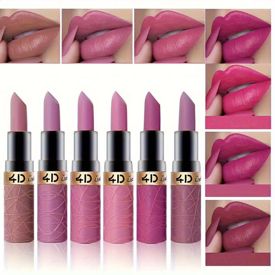 Popular Matte Lipstick Gift Set With 6 Colors Waterproof And Non-sticky Cup Nude Red Tone Daily Makeup Gifts For Women