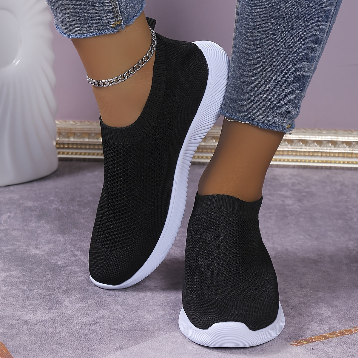 Women's Breathable Slip-On Sneakers - Lightweight, Comfortable Casual Shoes With Soft Eva Sole