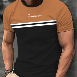 Casual Men's T-shirt Gradient Color 3D Short Sleeve Top