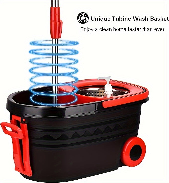 Spin Mop and Bucket with Wringer Set on Wheels, 360° Spinning Mop Bucket System with 3 Microfiber Mop Replacement Heads