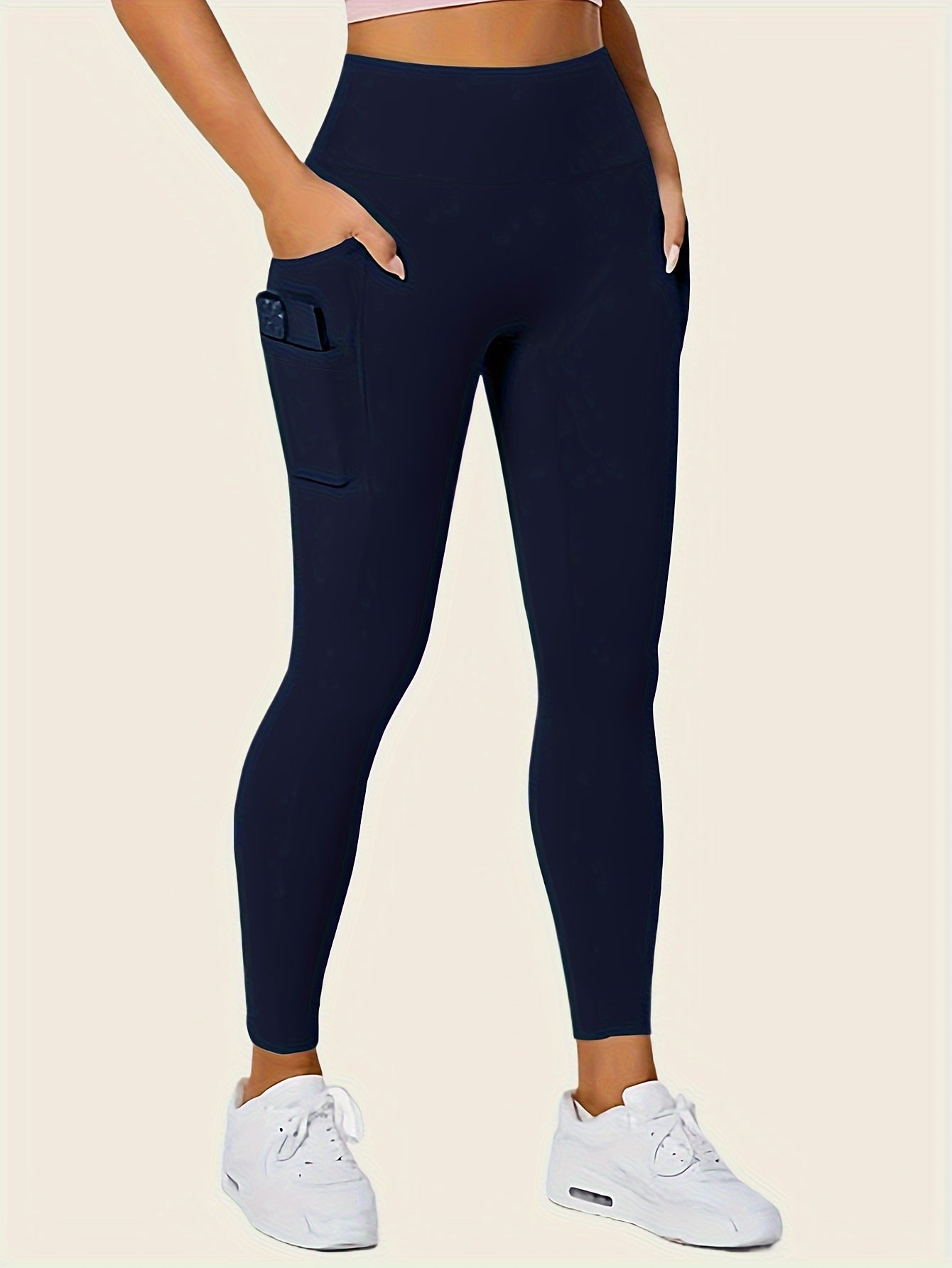 Seamless High Rise Leggings, Butt Lifting Leggings With Phone Pockets, Women's Underwear & Shapewear