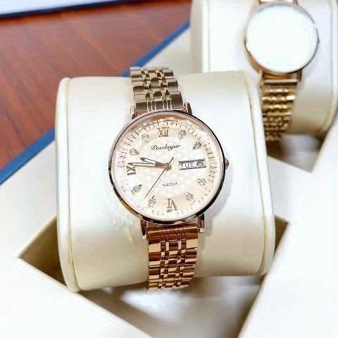 Poedagar Women's Elegant Glamorous Quartz Watch - Luminous, Swiss Movement, Alloy Band & Case