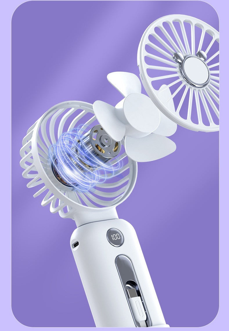 2-in-1-Handventilator, schnelles Aufladen des Netzteils, tragbarer kleiner Handventilator, leiser Desktop-Miniventilator für zu Hause