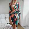 Printed Dress 2023 Autumn Winter Elegant V-neck Dress