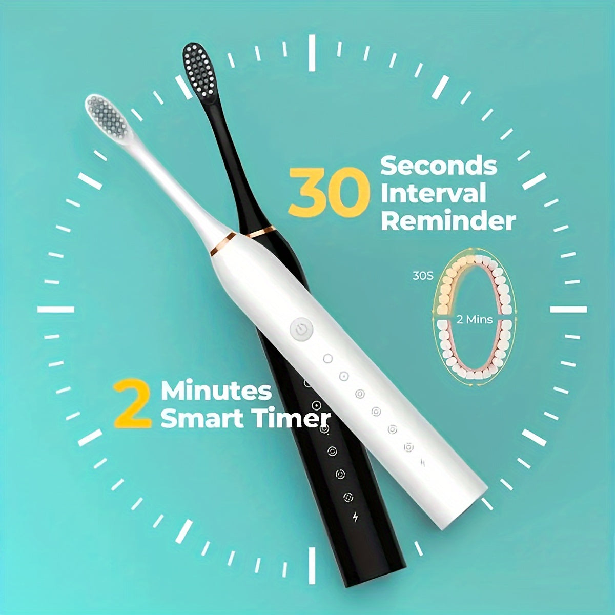 Electric Toothbrush With 6 Modes And A Smart Timer, Suitable For Both Men And Women, Rechargeable USB Electric Toothbrush, Oral Hygiene, 4/8 Replacement Heads, Sensitive Gums And Teeth Special Soft Toothbrush