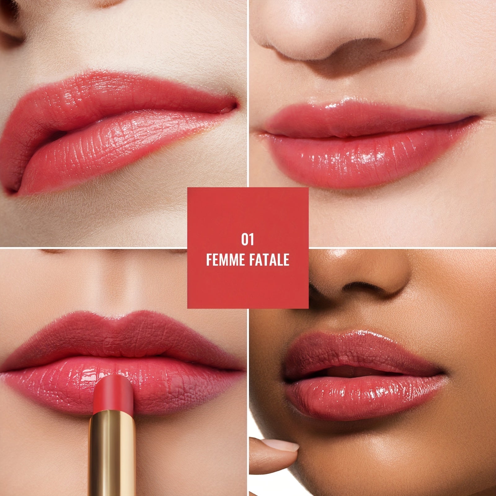 Oulac Red Lipstick 3 Pcs Set - Includes Metallic, Infinity Moisture, Moisture Shine Lipsticks