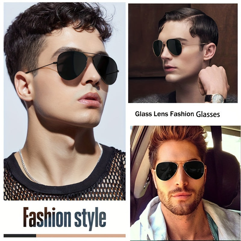 Retro Classic Trendy Metal Frame Glass Lens Fashion Glasses, For Men & Women