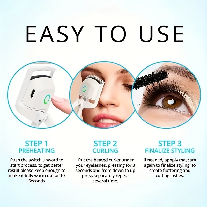 1pc ABS Electric Eyelash Curler, Modern Eyelashes Instrument For Home, Long-Lasting Curled Eyelashes, Eyelashes Clip, Eyelash Curler, Makeup Tools