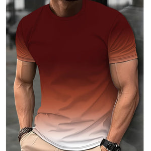 Casual Men's T-shirt Gradient Color 3D Short Sleeve Top