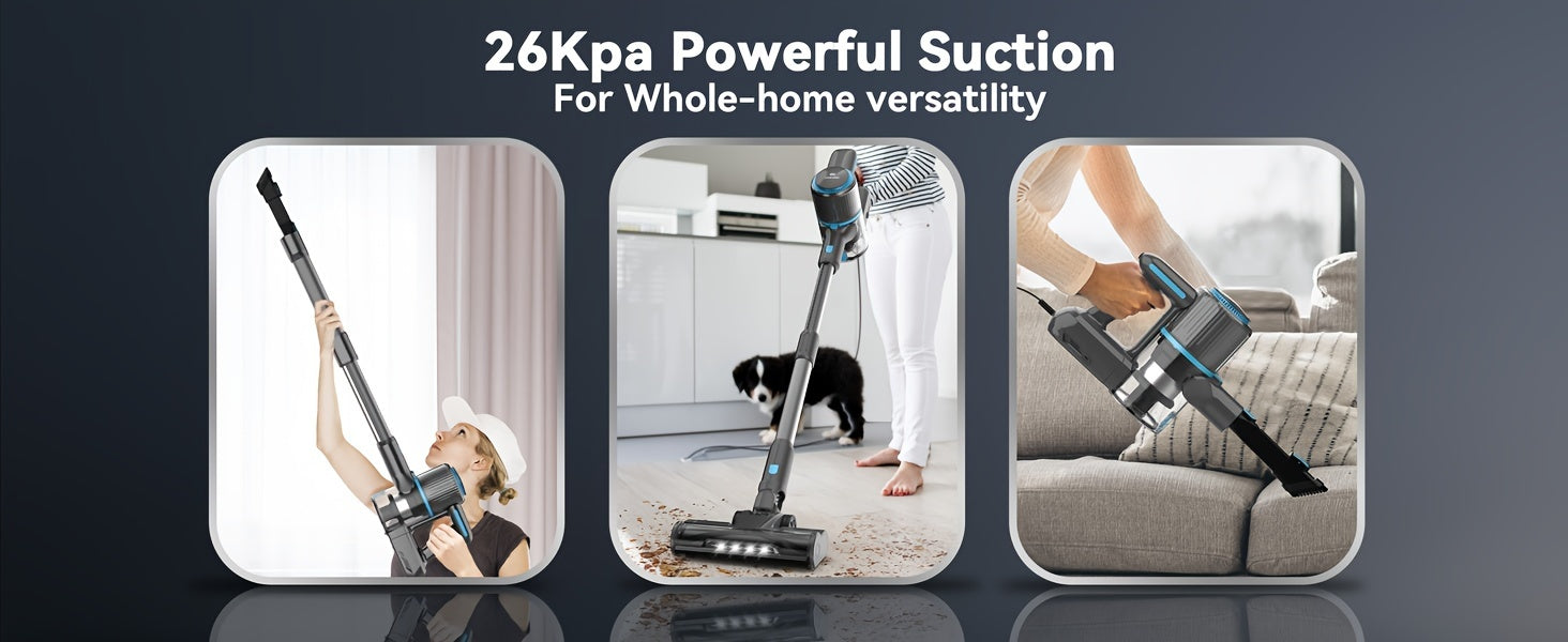 TASVAC Corded Stick Vacuum, 26Kpa 600W Powerful Suction Vacuum Cleaner with LED Floor Head